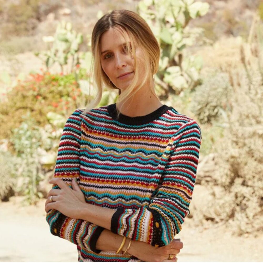 Lovestitch Dream in Color Striped Crochet Sweater NWOT / Size M